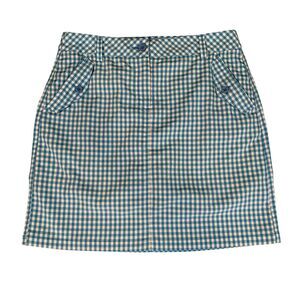 NVO Skort Womens 6 Blue Gingham Stretch Performance Golf Lined Shorts Skirt